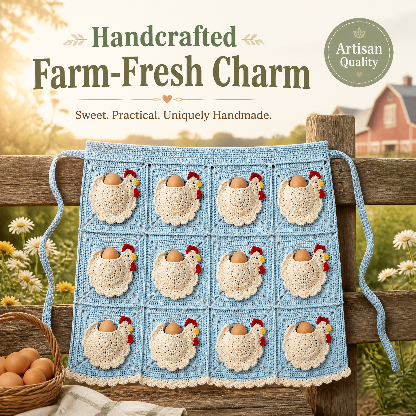 🐔Handmade Crochet Hen Egg Collecting Apron🥚🎁
