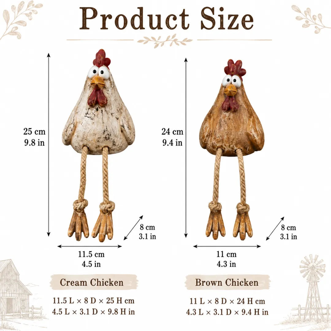 Playful Chicken Shelf Sitters — Set of 2