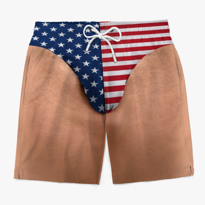 Custom Funny Patriotic Face Swim Trunks for Men
