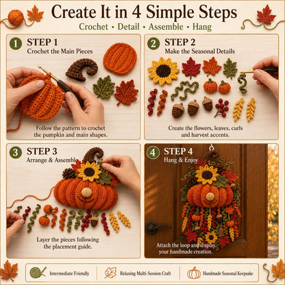 🎃Halloween Early Bird Special Sale 🧶 DIY Seasonal 3D Crochet Door Hanger Kit Collection | ⏳Coordinated Yarn, Filling, Accessories & Step-by-Step Instructions Included 💕