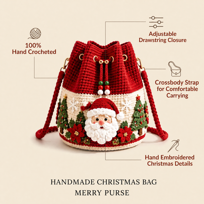 🎄Christmas Crochet Bucket Crossbody Bag 🎅