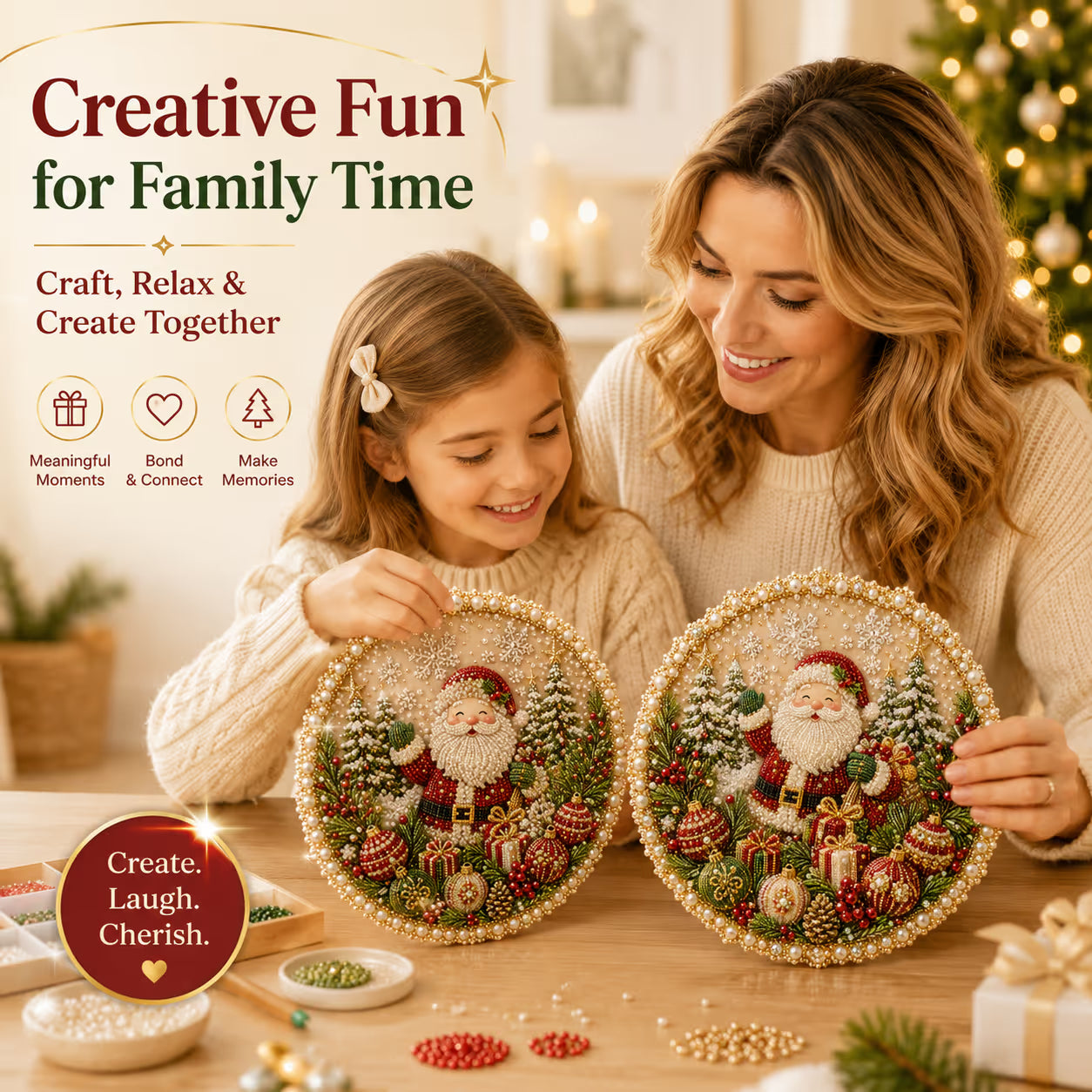 🌸🌻🍂🎄✨ Four Seasons & Holiday Pearl Art Hanging Wreath Kit