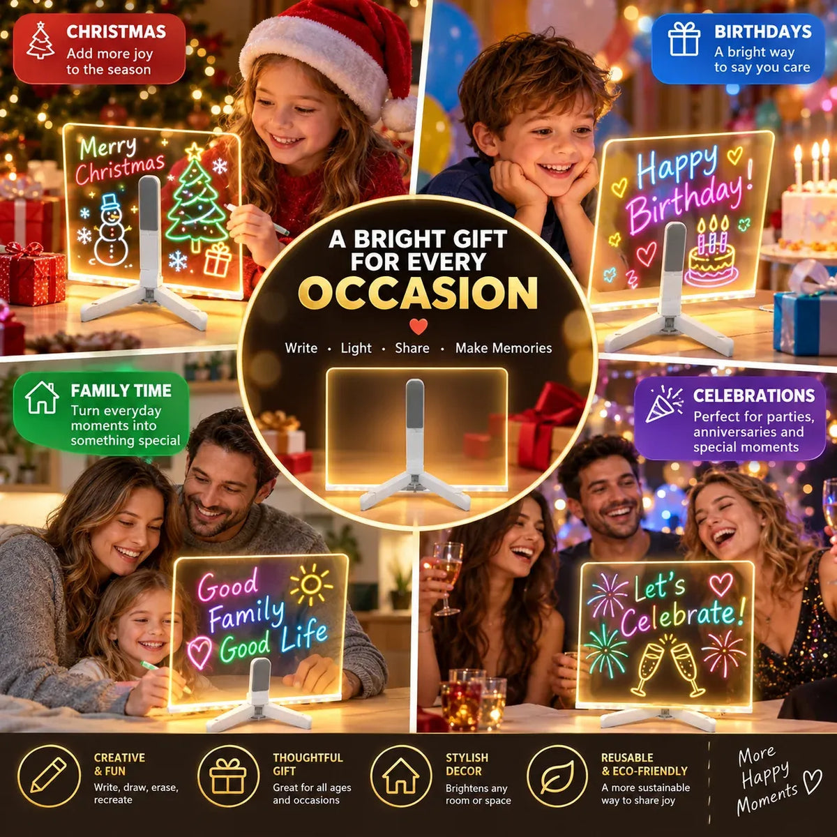 ✨ Reusable LED Message Board – Write, Glow, Wipe & Create Again