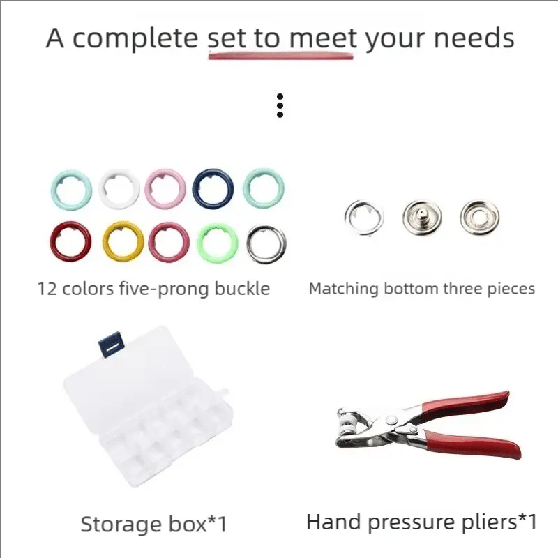 🔥✨100 pcs Invisible Colored Metal Buckle & Manual Pressure Pliers Kit