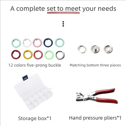 🔥✨100 pcs Invisible Colored Metal Buckle & Manual Pressure Pliers Kit