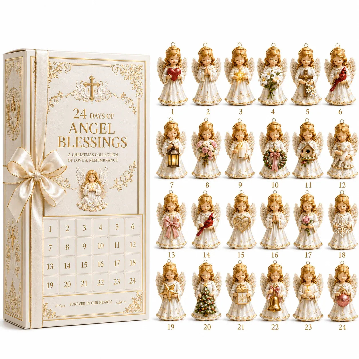 ⏳ Last Day Special – 👼 24-Day Angel Christmas Advent Calendar | 24 Unique Faith-Inspired Angel Ornaments with Hanging Loops for Daily Advent Surprises & Tree Display 🎄✨