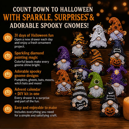 🔥HOT SALE🎃✨ 31 Days of Gnome Surprises Halloween Diamond Painting Advent Calendar