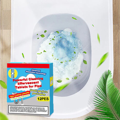 ✨Powerful Cleaning Effervescent Tablets for Pipe, Fast-Dissolving Hair Grease Clogs, Deodorizing Antibacterial Pipe Cleaner for Sink, Toilet Floor Drain