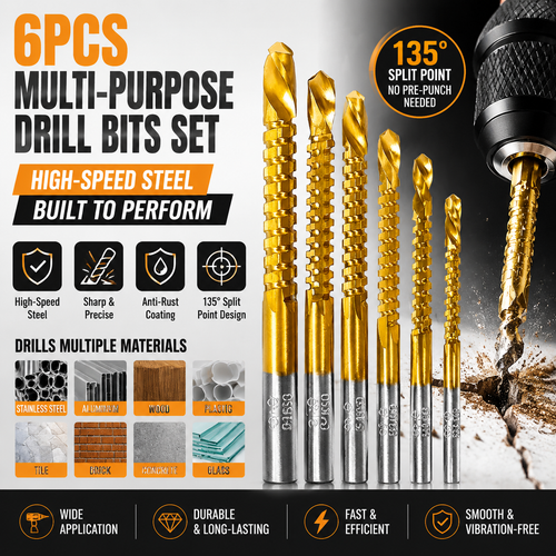🔥HOT SALE ✨🛠️ 6-Piece Serrated Side-Cutting Drill Bit Set