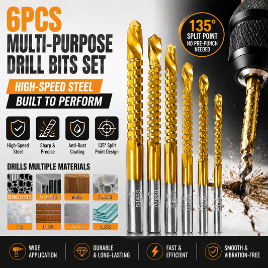🔥HOT SALE ✨🛠️ 6-Piece Serrated Side-Cutting Drill Bit Set