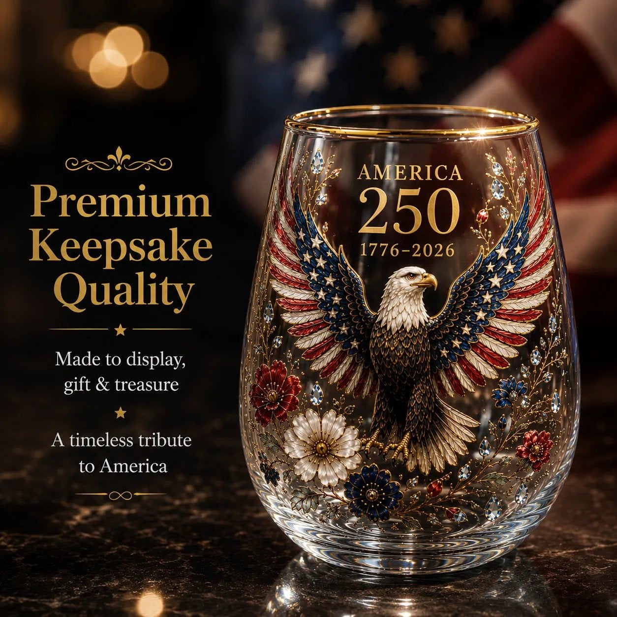 🦅 America 250 Eagle Glass Tumbler 🇺🇸 🥂