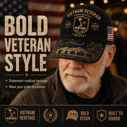 🇺🇸Vietnam Veteran Never Forgotten 1955–1975 Commemorative Cap