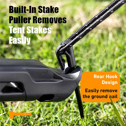 🔨2-in-1 Tent Stake Hammer with Built-In Storage for 8 Stakes and Stake Puller for Outdoor Camping