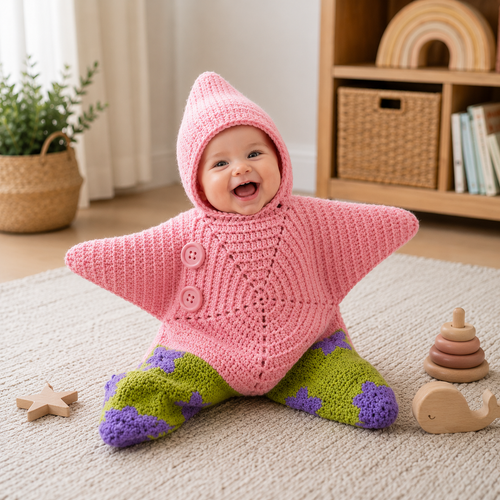 👶 StarSnuggle™ Handmade Knitted Starfish Baby Sleeping Bag