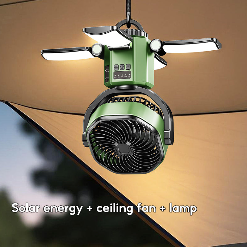 Solar Camping Fan 20000mAh Portable Air Conditioner Electric Cooling Desktop Rechargeable Fan Retractable Outdoor Spray Mist Fan