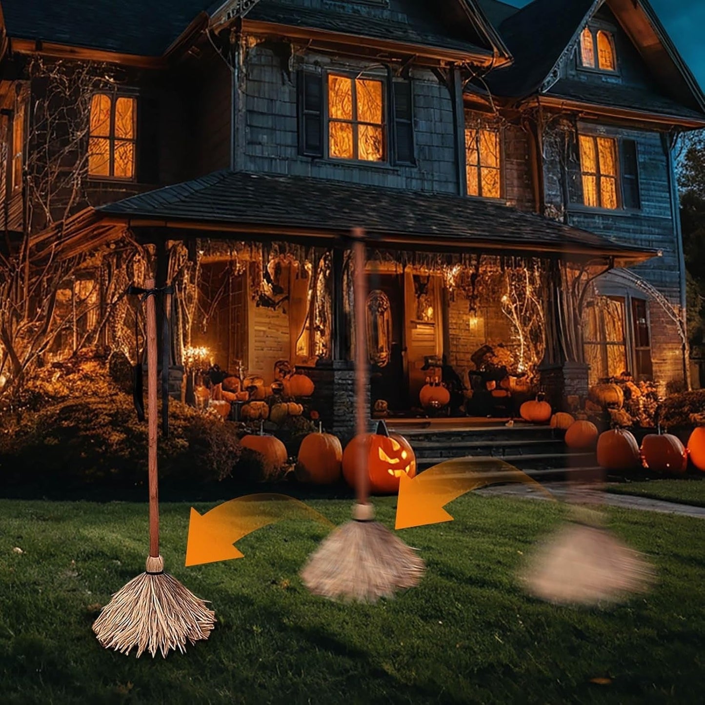 🧙‍♀️Self-Moving Halloween Witch Broom: Motion-Activated Spooky Decor