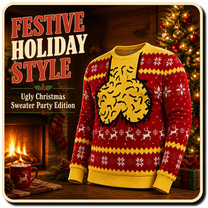 Funny Brain Ugly Christmas Sweater for Men – Festive Holiday Novelty PulloverFunny Brain Ugly Christmas Sweater for Men – Festive Holiday Novelty Pullover