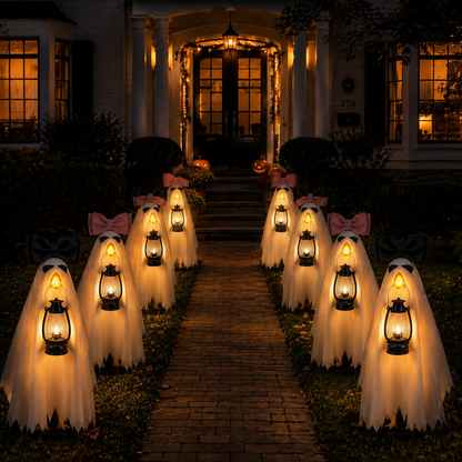 👻 Lantern Ghost Goose Outfit™ – Halloween Porch Goose Costume With Pumpkin Lantern For 23" Lawn Goose