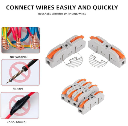 ⚙️Universal Quick Lever Electrical Wire Connectors (24-12 AWG) Assortment (50/100Pcs) + Wire Stripper