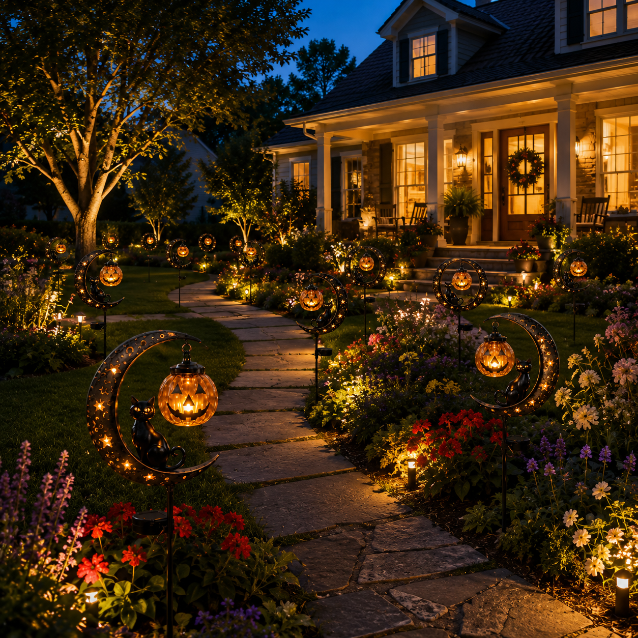 🎃Halloween Early Bird Special Sale - Pumpkin Moon Garden Stake Light