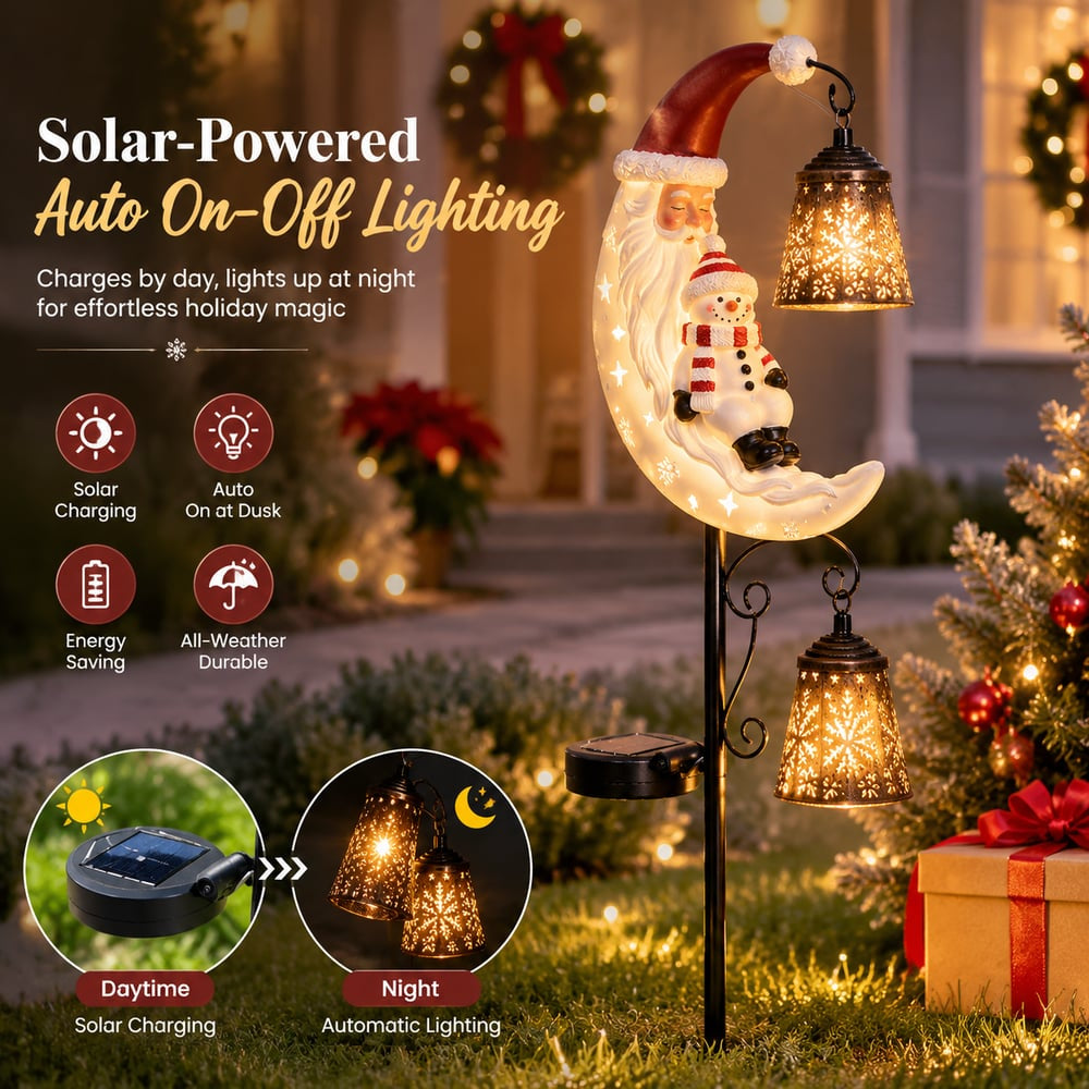 🔥🔔 Christmas Moon Solar Stake Light