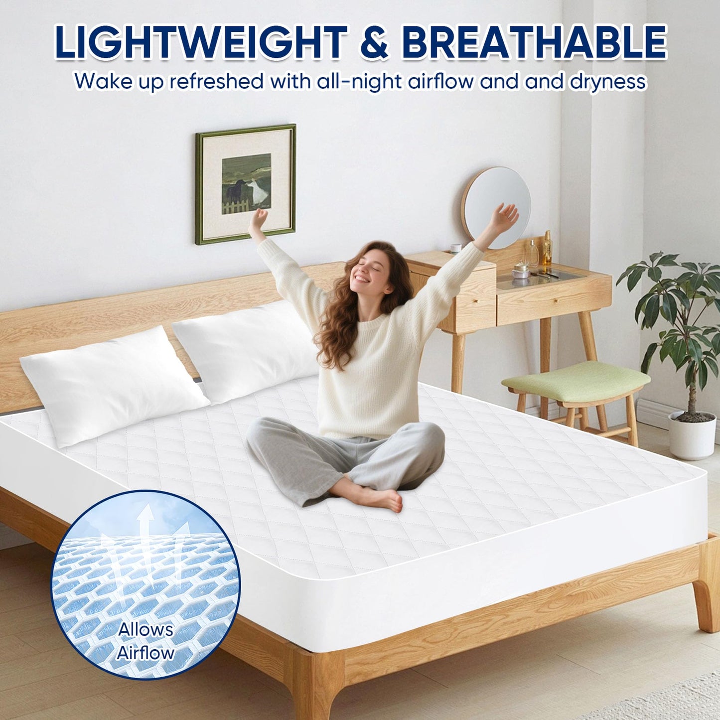 🛏️HOLIDAY SALE: 1-PACK WATERPROOF MATTRESS PROTECTOR — QUEEN SIZE, DEEP POCKET, NOISELESS!🛏️