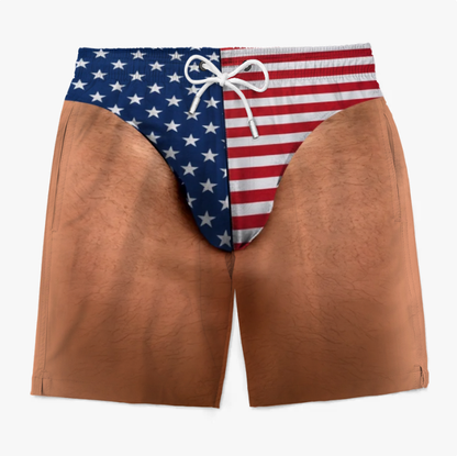 Custom Funny Patriotic Face Swim Trunks for Men