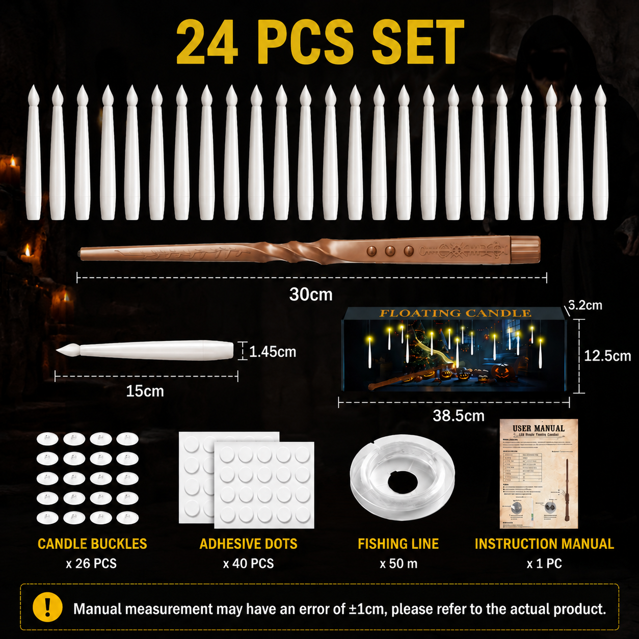 🪄🕯️ FLOATING FLAMELESS CANDLES WITH MAGIC WAND