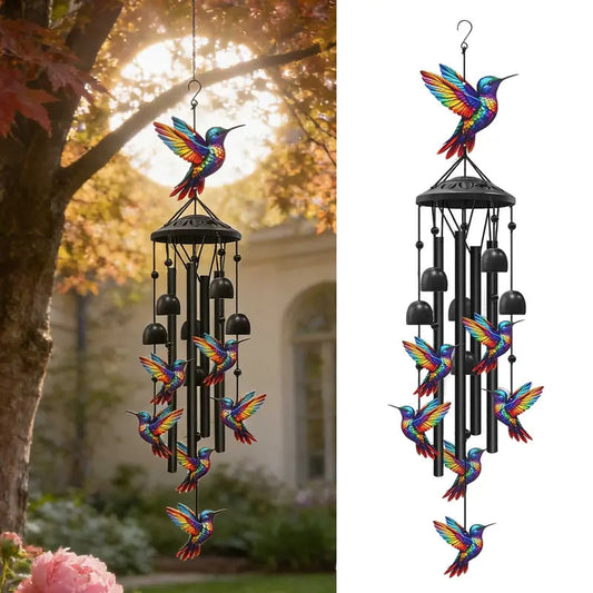 🐦 Best Seller - Vintage Colorful Hummingbird Wind Chime with Metal Tubes and Bells