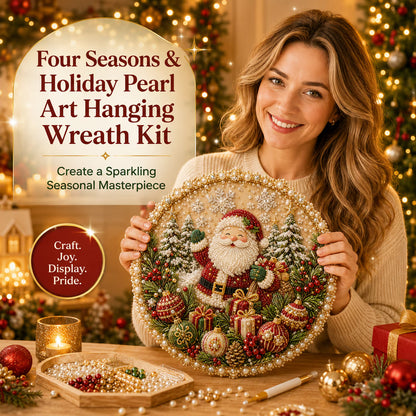 🌸🌻🍂🎄✨ Four Seasons & Holiday Pearl Art Hanging Wreath Kit