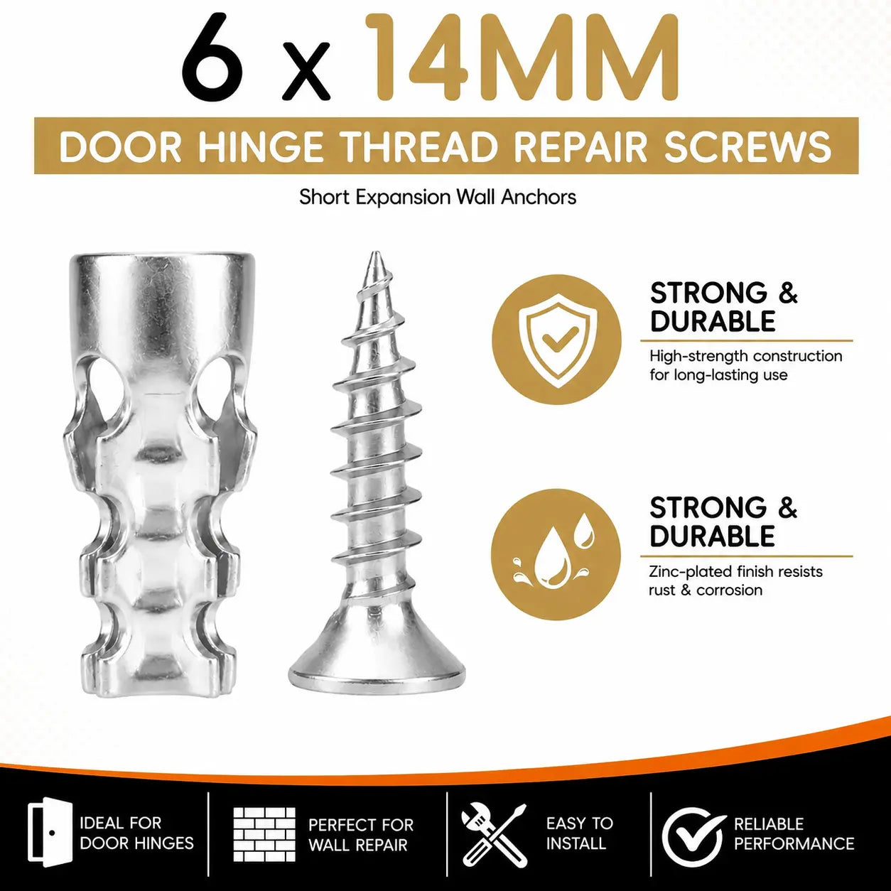 🔧FLASH SALE: 6×14MM SHORT EXPANSION SCREW SET — FIX LOOSE HINGES IN SECONDS!🔧