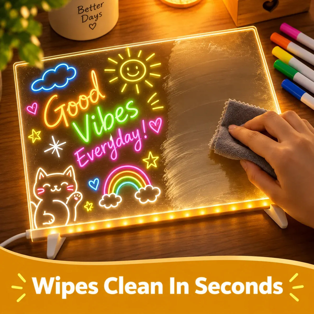 ✨ Reusable LED Message Board – Write, Glow, Wipe & Create Again