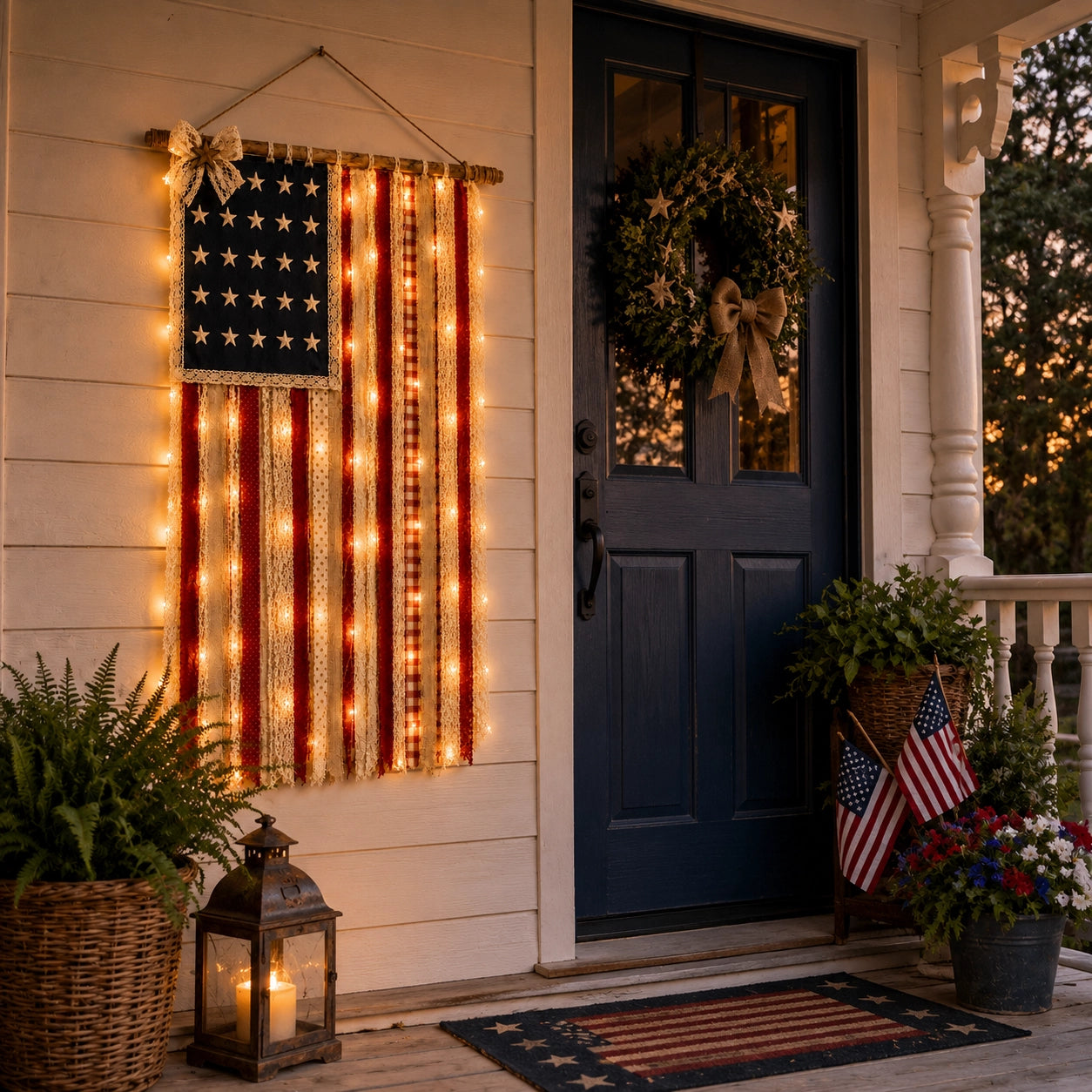 Lighted Patriotic Wall Hanging Banne