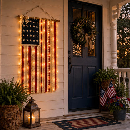 Lighted Patriotic Wall Hanging Banne