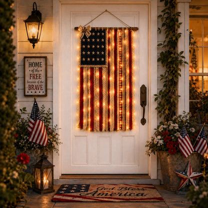 Lighted Patriotic Wall Hanging Banne