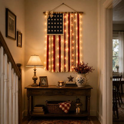 Lighted Patriotic Wall Hanging Banne