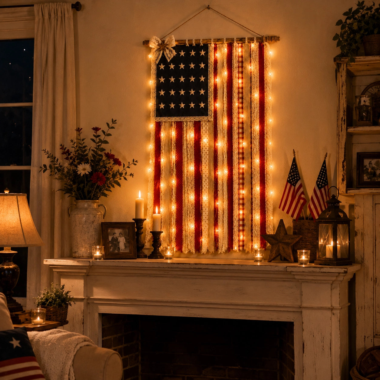 Lighted Patriotic Wall Hanging Banne