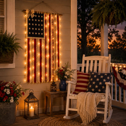 Lighted Patriotic Wall Hanging Banne