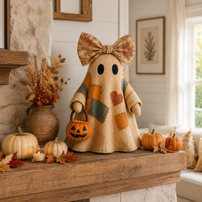 👻Lighted Vintage Patchwork Ghost
