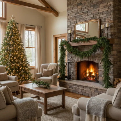🎄 6ft Real Touch Artificial Cedar Garland | Lifelike Winter Pine Greenery for Christmas Mantle