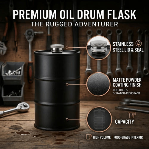 350ml/750ml Oil Drum Anti-rust Leak-proof No Odor Portable Wine Storage🛢Food Grade Camping Whisky Flagon Wine Jug Camping Supplies【liquor is not included】