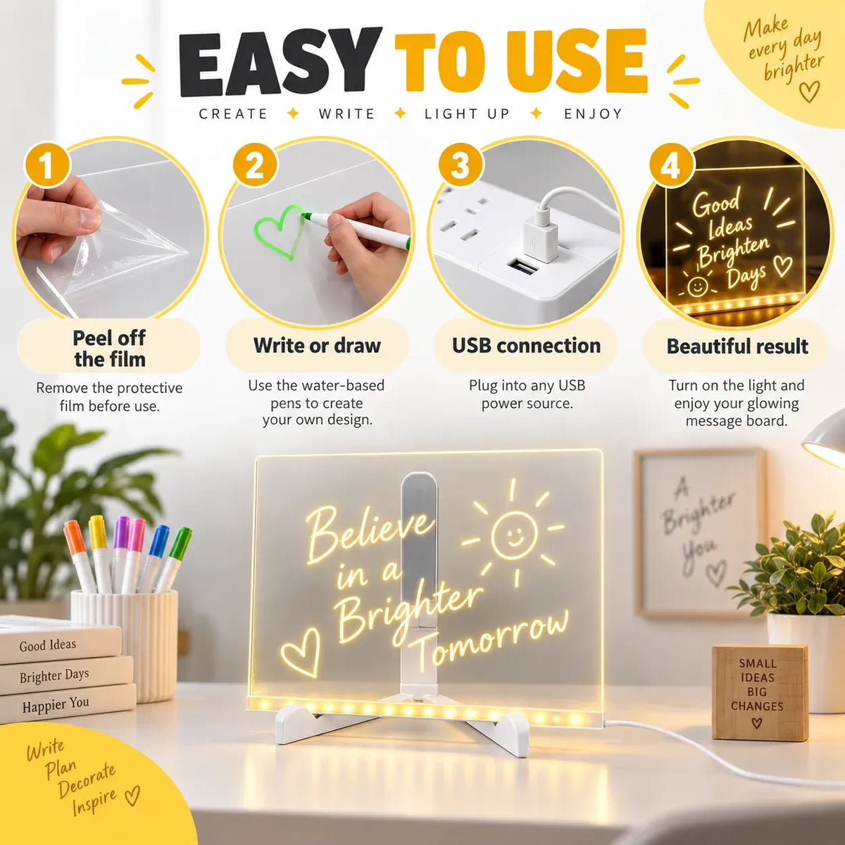 ✨ Reusable LED Message Board – Write, Glow, Wipe & Create Again