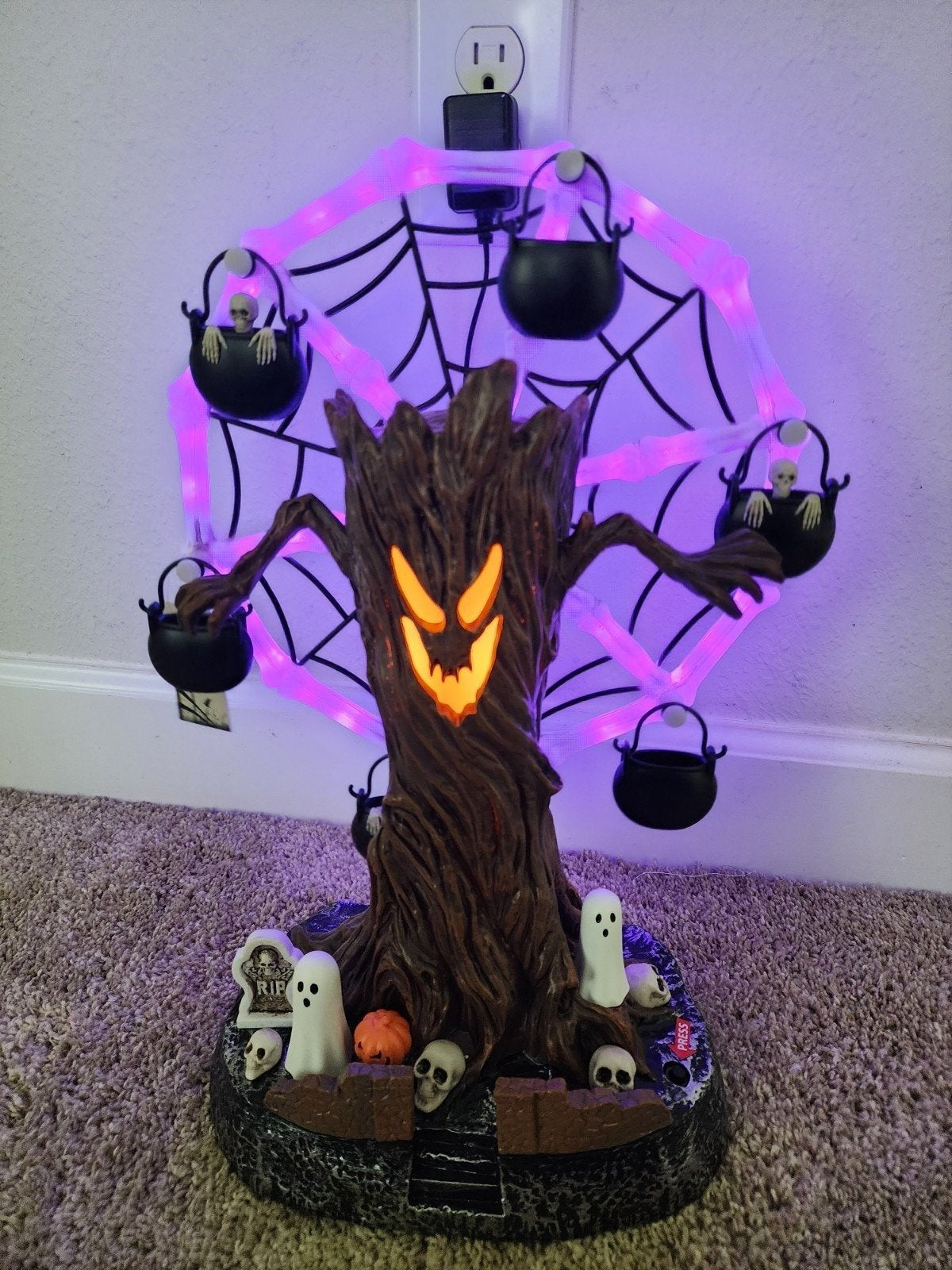 👻 Haunted Ghost Tree Ferris Wheel – Animated Halloween Tabletop Decoration With Lights🎃