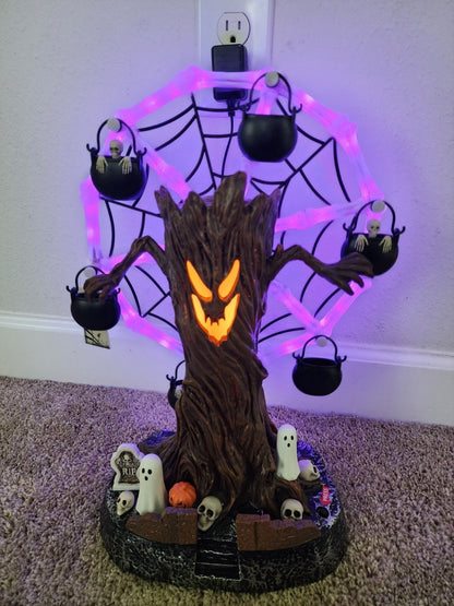 👻 Haunted Ghost Tree Ferris Wheel – Animated Halloween Tabletop Decoration With Lights🎃
