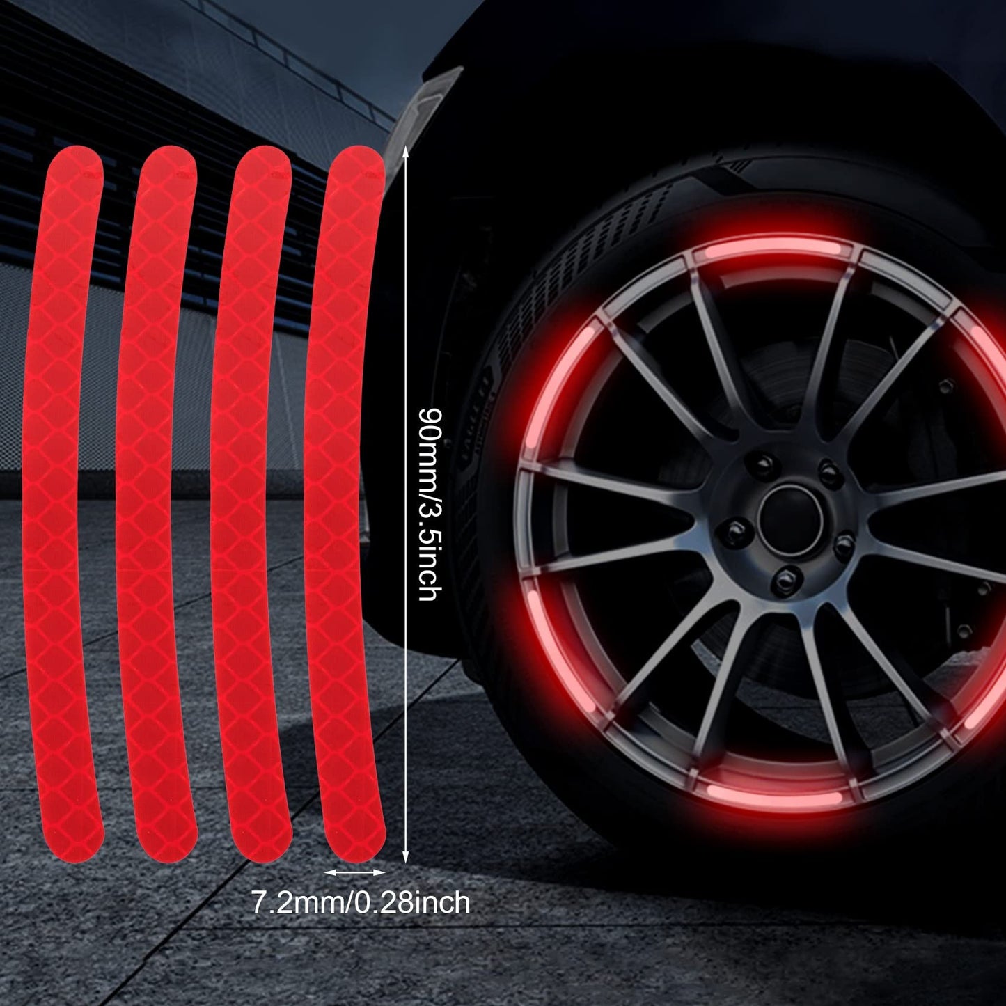 20 PCS Creative Wheel Hub Rim Reflective Stickers