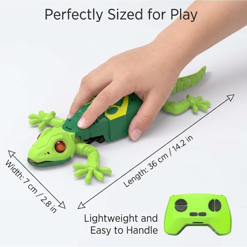 Rechargeable Remote Control Wall Climbing Robot Lizard | 360° Rotation, Low Noise, LED Lights | Fun Wall Crawler Prank Toy for Kids Ages 4+ (Green)