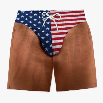 Custom Funny Patriotic Face Swim Trunks for Men