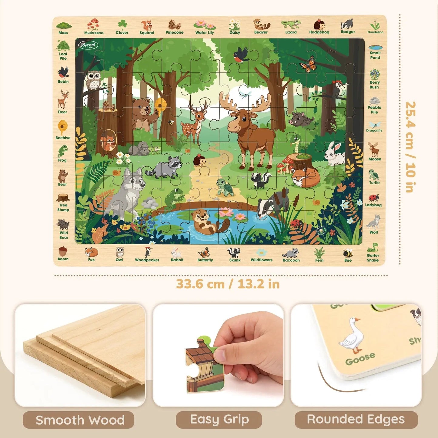 Wooden Search & Find Puzzles Animal Learnig Toys | 4 x 60-Piece