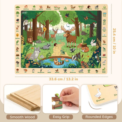 Wooden Search & Find Puzzles Animal Learnig Toys | 4 x 60-Piece