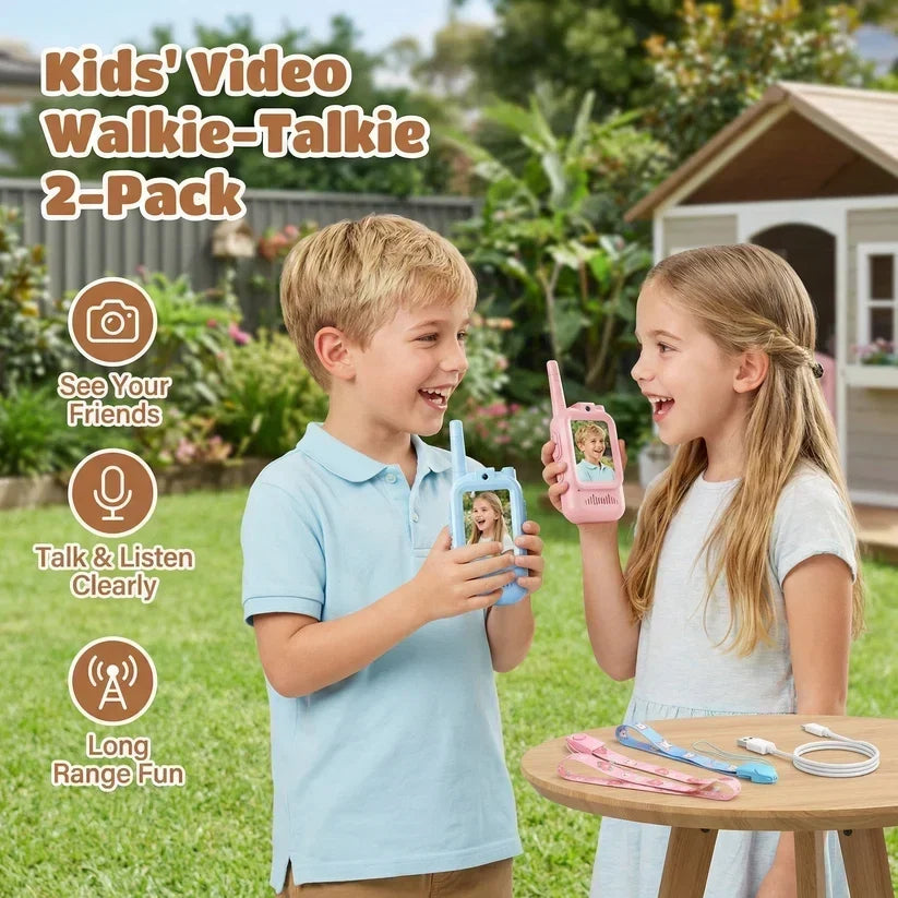 Kids' Video Walkie-Talkie (02 Sets) – Radios with Camera & Screen 📱